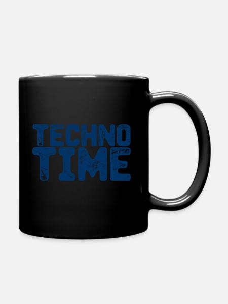 Dark Techno Zeit - Düsterer Hard Techno | Gekratzt - Tasse einfarbig - Schwarz