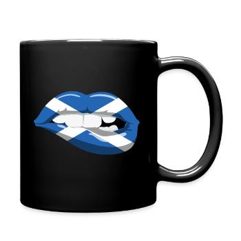 Scotland Flag Lips Mouth Alba GB UK Scotswoman - Full Colour Mug - black - Right