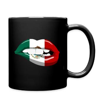 Mexiko Flagge Lippen Mund Mexikanische Fahne - Tasse einfarbig - Schwarz - Rechts