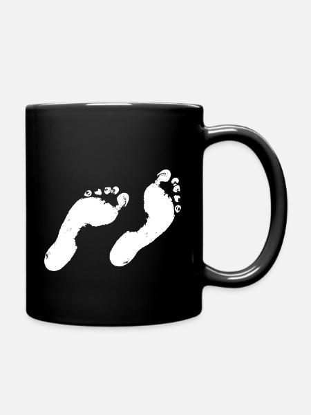 Footprint Footprints Traces Foot Footprints White - Full Colour Mug - black