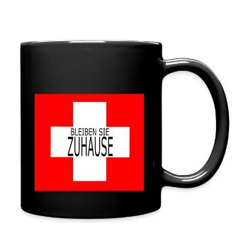 Herr & Frau Schweizer: BLEIBEN SIE ZUHAUSE - Tasse einfarbig - Schwarz - Rechts