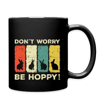 Dont worry be Hoppy rabbit vintage - Full Colour Mug - black - Right