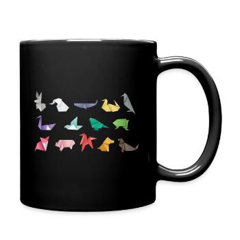 Origami Tiere - Tasse einfarbig - Schwarz - Rechts