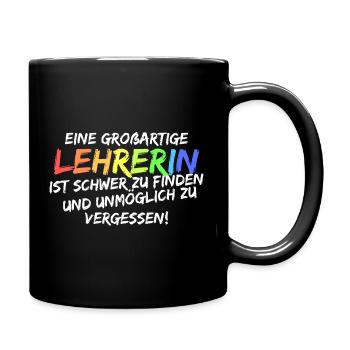 Geschenk zum Abschied für die Grundschullehrerin - Tasse einfarbig - Schwarz - Rechts
