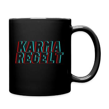 Karma regelt - Tasse einfarbig - Schwarz - Rechts