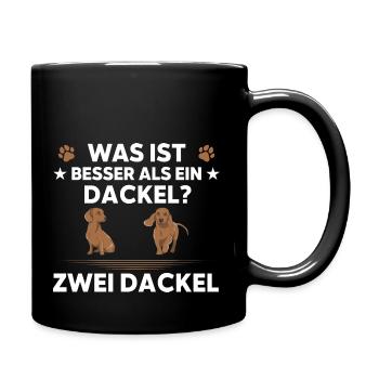 was ist besser als ein Dackel zwei Dackel Hund - Tasse einfarbig - Schwarz - Rechts