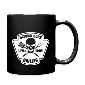 Natural born griller gift BBQ Grilling Chef - Full Colour Mug - black - Right
