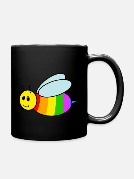 Die Regenbogen Biene - Tasse einfarbig - Schwarz