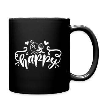 Bee Happy Honigbiene - Tasse einfarbig - Schwarz - Rechts