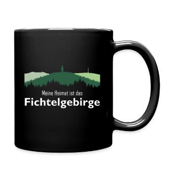 Heimat Fichtelgebirge Schneeberg Ochsenkopf - Tasse einfarbig - Schwarz - Rechts
