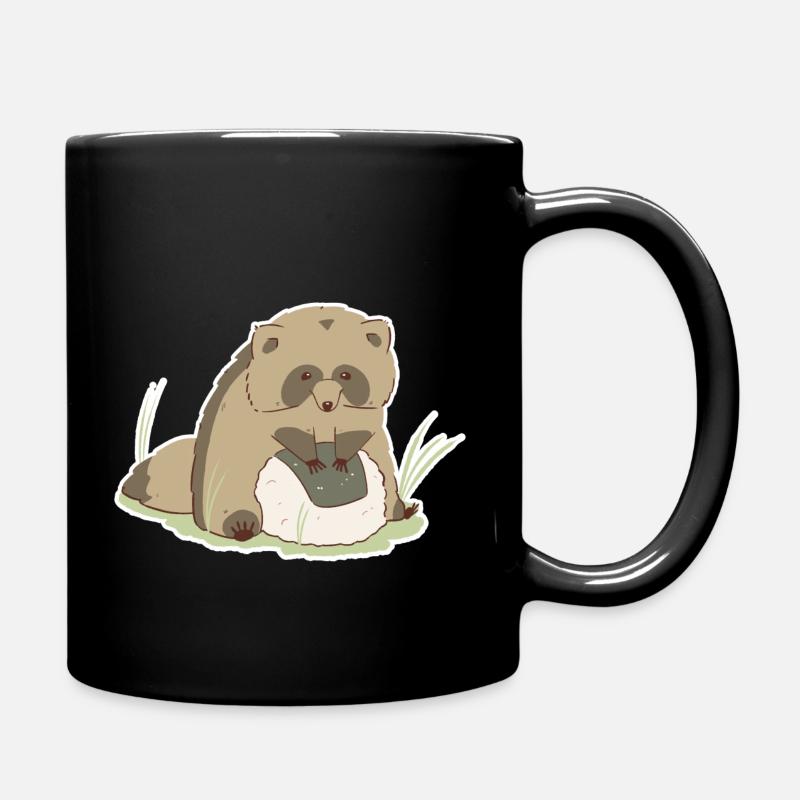 Hungriger Tanuki - Tasse einfarbig - Schwarz