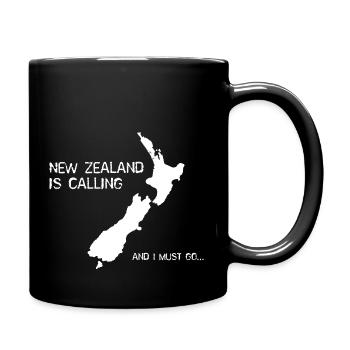 nz is calling white - Tasse einfarbig - Schwarz - Rechts