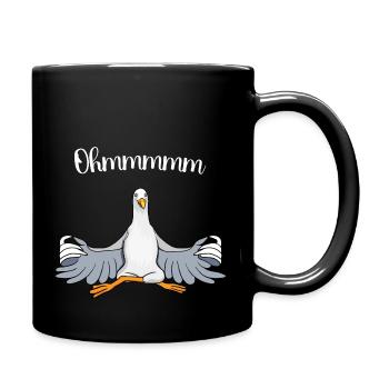 Meditierende Möwe - Lustiges Norddeutsches T-Shirt - Tasse einfarbig - Schwarz - Rechts