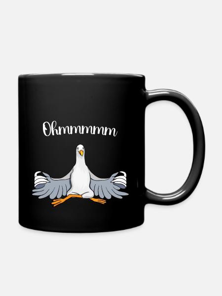 Meditierende Möwe - Lustiges Norddeutsches T-Shirt - Tasse einfarbig - Schwarz