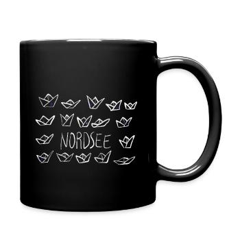 Papierschiffe mit Ankern Nordsee - Tasse einfarbig - Schwarz - Rechts