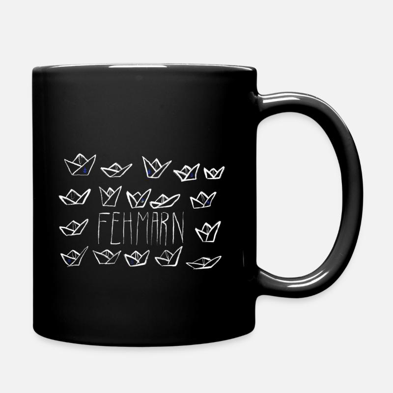 Papierschiffe mit Ankern Insel Fehmarn - Tasse einfarbig - Schwarz
