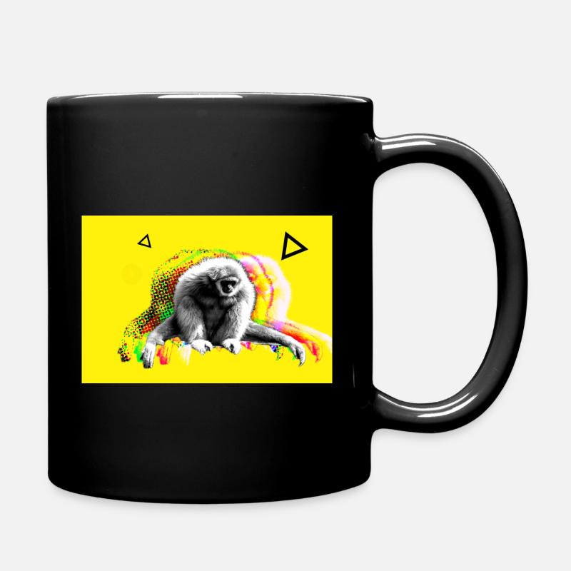 Gibbon Retro Artwork - Mug uni - noir