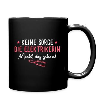 Elektrotechnik Handwerkerin Elektrikerin Geschenk - Tasse einfarbig - Schwarz - Rechts