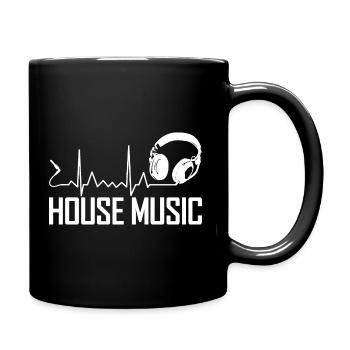 House Music Herzschlag - Tasse einfarbig - Schwarz - Rechts
