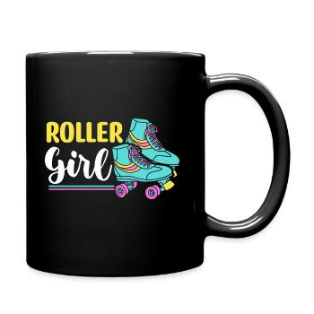Retro 80's Roller Skate Girl - Tasse einfarbig - Schwarz - Rechts