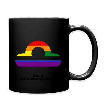 Sternzeichen Waage Pride Design - Tasse einfarbig - Schwarz - Rechts