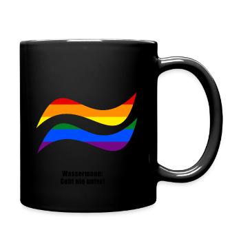 Sternzeichen Wassermann Pride Design - Tasse einfarbig - Schwarz - Rechts