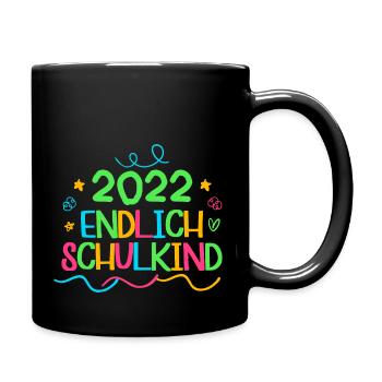 2022 endlich schulkind, Einschulung Erstklässler - Tasse einfarbig - Schwarz - Rechts