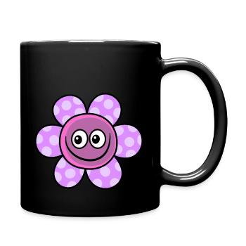 Spotted Lilac Daisy Flower Cartoon - Full Colour Mug - black - Right