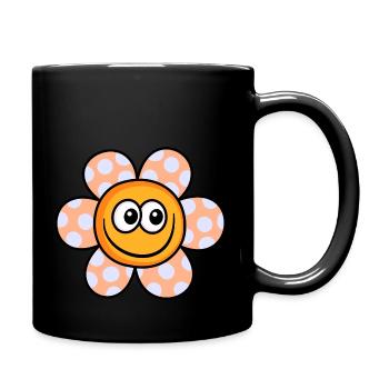 Happy Orange Daisy Flower Doodle - Full Colour Mug - black - Right