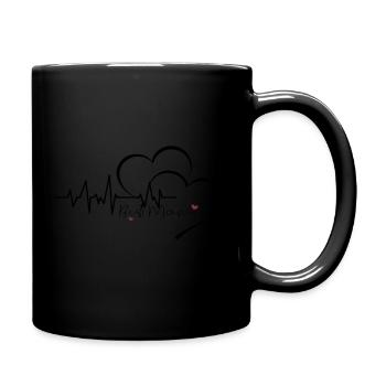 “Best Mom” - Herzschlag - Tasse einfarbig - Schwarz - Rechts