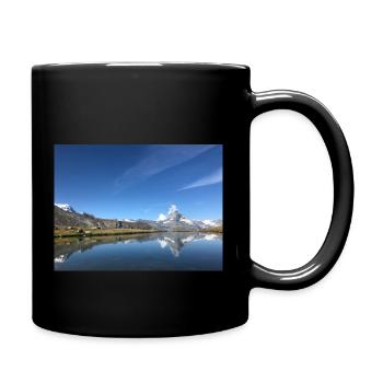 Montagnes et lac en arrière-plan - Mug uni - noir - Droite
