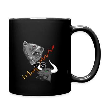 Bulle gegen Bär Börsen Design für Aktienliebhaber - Tasse einfarbig - Schwarz - Rechts