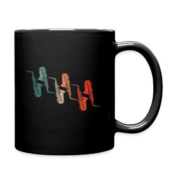 Vintage Retro Saxophone - Tasse einfarbig - Schwarz - Rechts