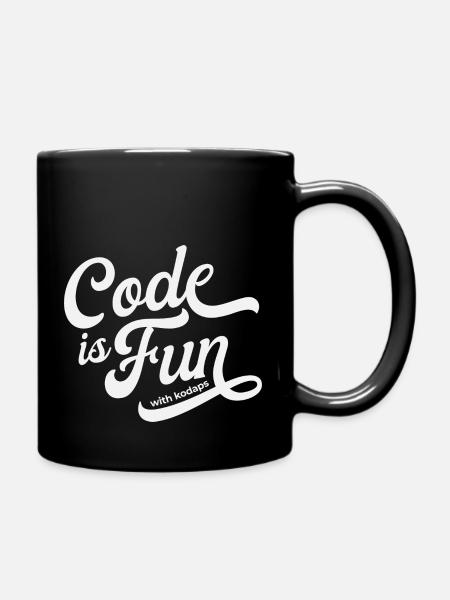 Code Is Fun with kodaps white design - Mug uni - noir