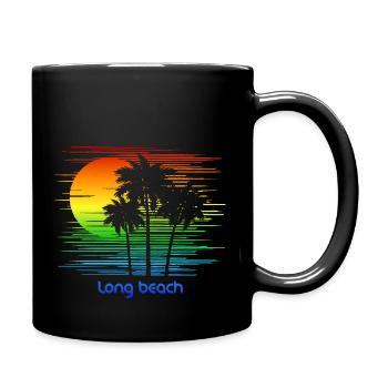 Long Beach California LGBTQ Rainbow Flag Pride - Full Colour Mug - black - Right
