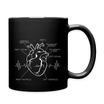Anatomisches Herz Design EKG Arzt Medizin Krankens - Tasse einfarbig - Schwarz - Rechts
