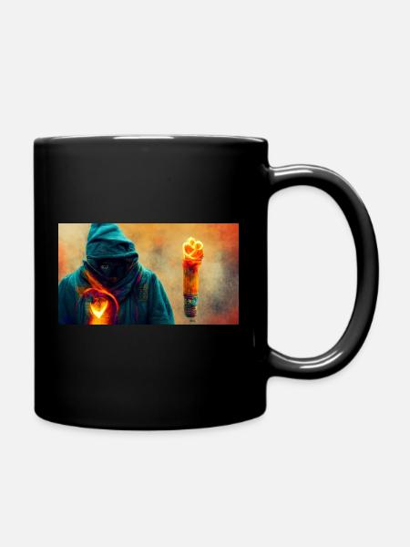 Vermummter mit Fackel - Tasse einfarbig - Schwarz