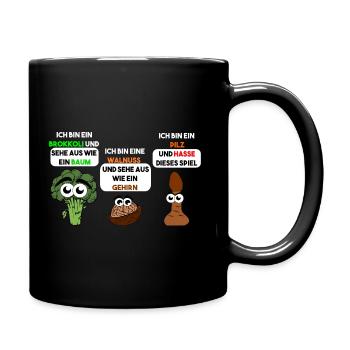 Brokkoli Walnuss Pilz - Tasse einfarbig - Schwarz - Rechts