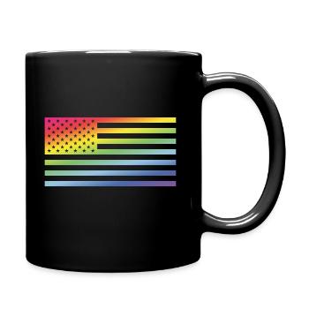 Stars And Stripes / Regenbogenfahne (Amerika) - Tasse einfarbig - Schwarz - Rechts