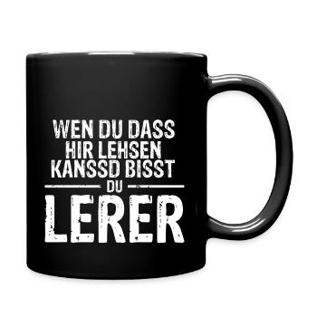Lehrer Lehrerin Lehrkraft Prüfung Klassenarbeit Sc - Tasse einfarbig - Schwarz - Rechts