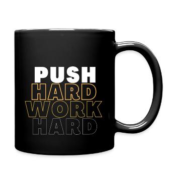 push hard work hard bodybuilding fitness - Full Colour Mug - black - Right