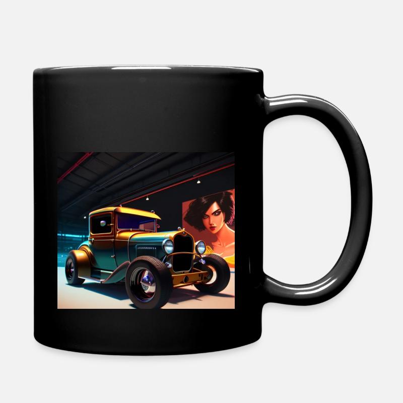 Hot Rod in der Nacht mit Sternenhimmel - Tasse einfarbig - Schwarz