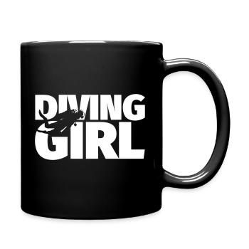 Diving Girl - Taucherin lustiges Design Frauen - Tasse einfarbig - Schwarz - Rechts