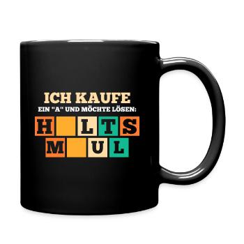 Mittelfinger Lustige Sprüche - Tasse einfarbig - Schwarz - Rechts