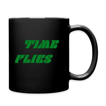 Zeit verfliegt - Tasse einfarbig - Schwarz - Rechts