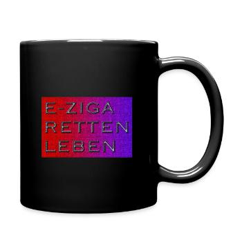 E ZIGA RETTEN LEBEN Vape on Mosaik pink blau - Tasse einfarbig - Schwarz - Rechts
