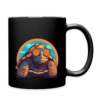Tortue, Reptile, Tortue, Chélonien - Mug uni - noir - Droite
