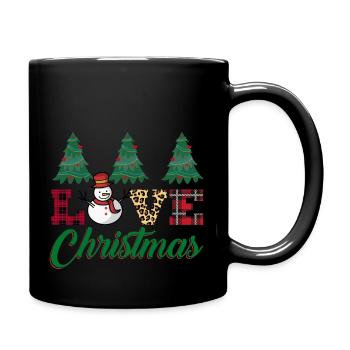 Weihnachtliches Love Christmas Design - Tasse einfarbig - Schwarz - Rechts