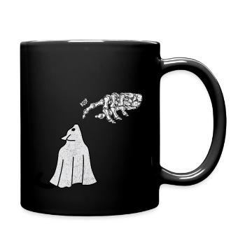 Halloween Katze Skelett Hand Boop - Tasse einfarbig - Schwarz - Rechts