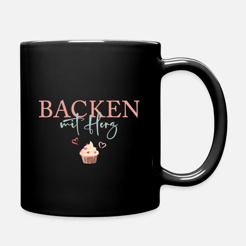 "Backen mit Herz!" personalisierbar - Tasse einfarbig - Schwarz